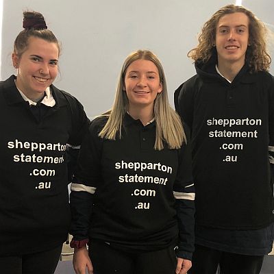 Shepparton High School VCAL students are on climatewatch - (from left) Danni Lancaster, Naoise Fleming and Joshua McKenzie